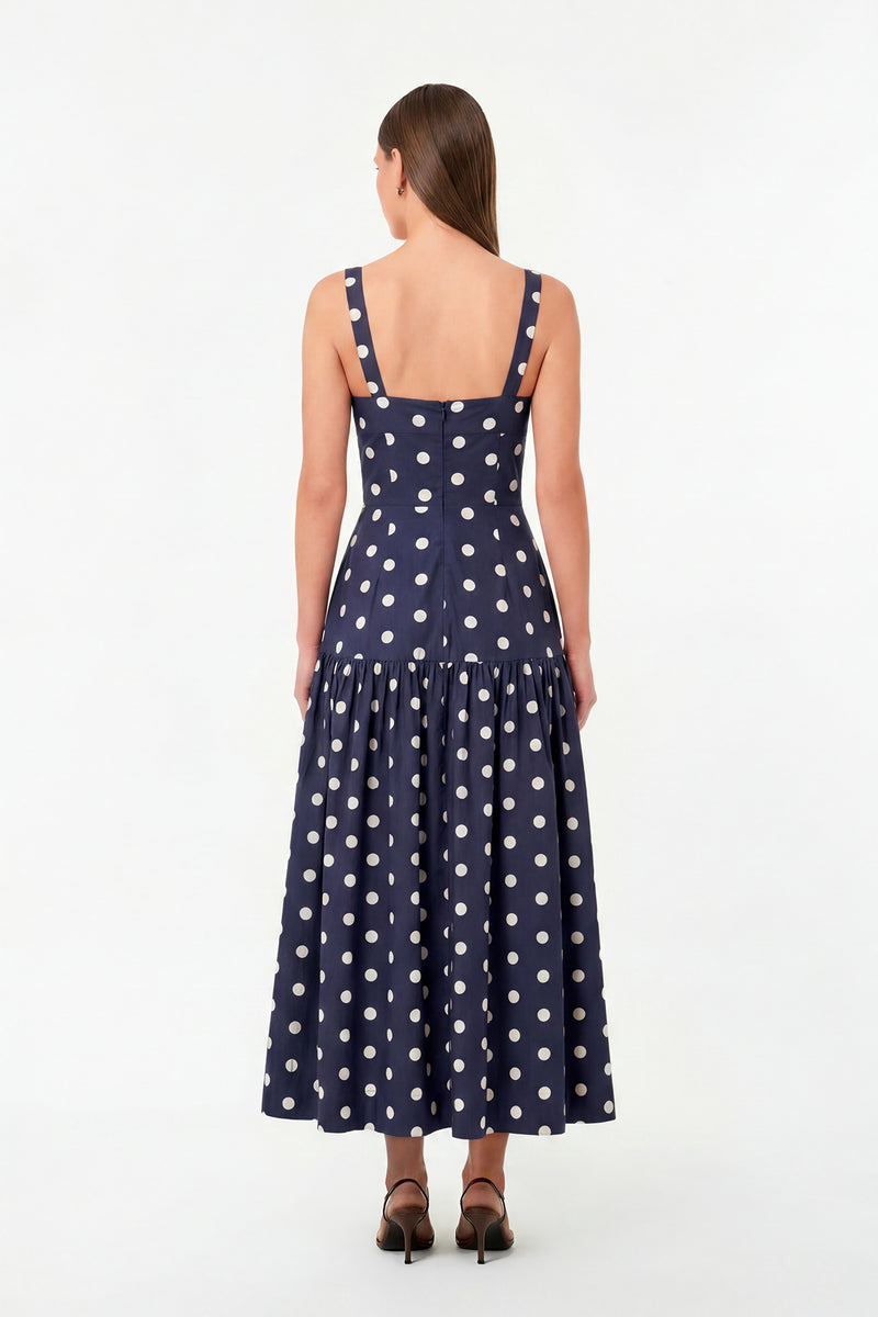 VALERIA DRESS - NAVY POLKA DOT – NICHOLAS