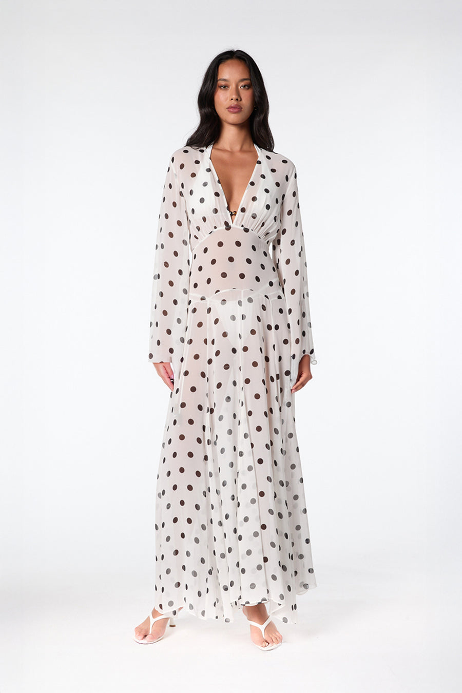 MARELLA DRESS - IVORY BLACK POLKA DOT
