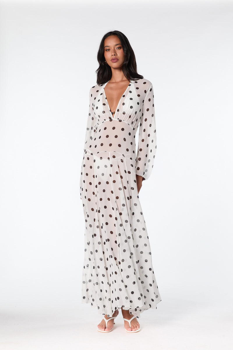 MARELLA DRESS - IVORY BLACK POLKA DOT