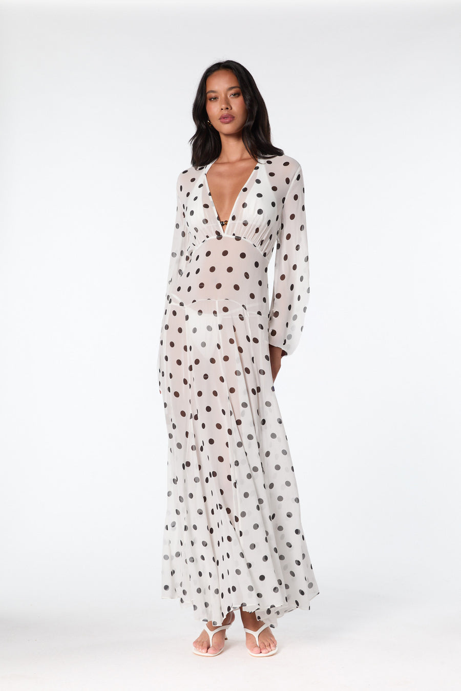 MARELLA DRESS - IVORY BLACK POLKA DOT