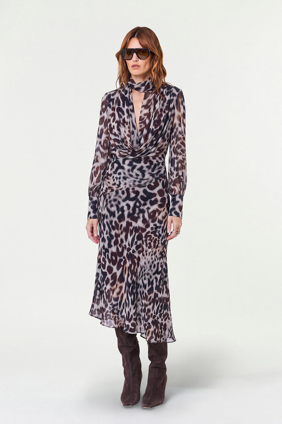 ALESSIA DRESS - BORDEAUX LEOPARD