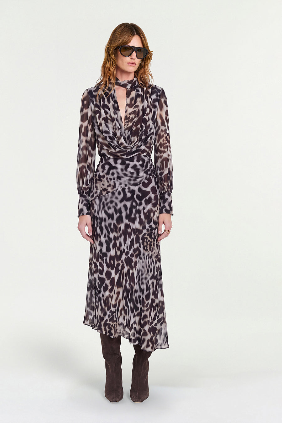 ALESSIA DRESS - BORDEAUX LEOPARD