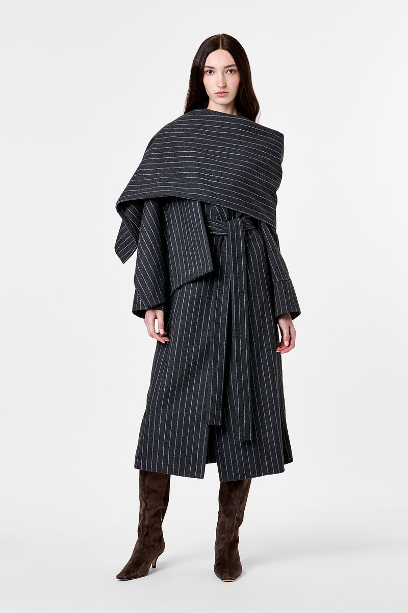 CANDICE COAT - CHARCOAL PINSTRIPE