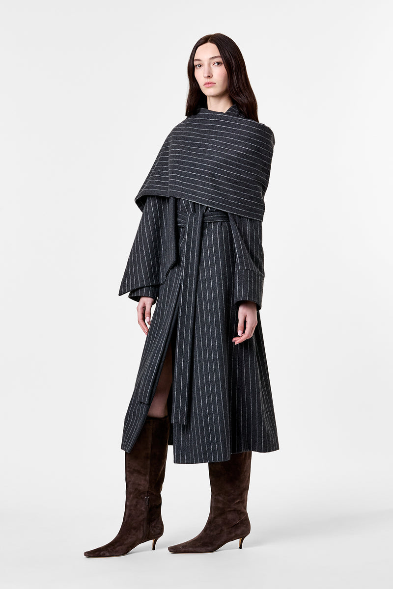 CANDICE COAT - CHARCOAL PINSTRIPE