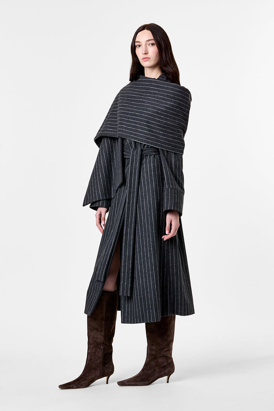 CANDICE COAT - CHARCOAL PINSTRIPE