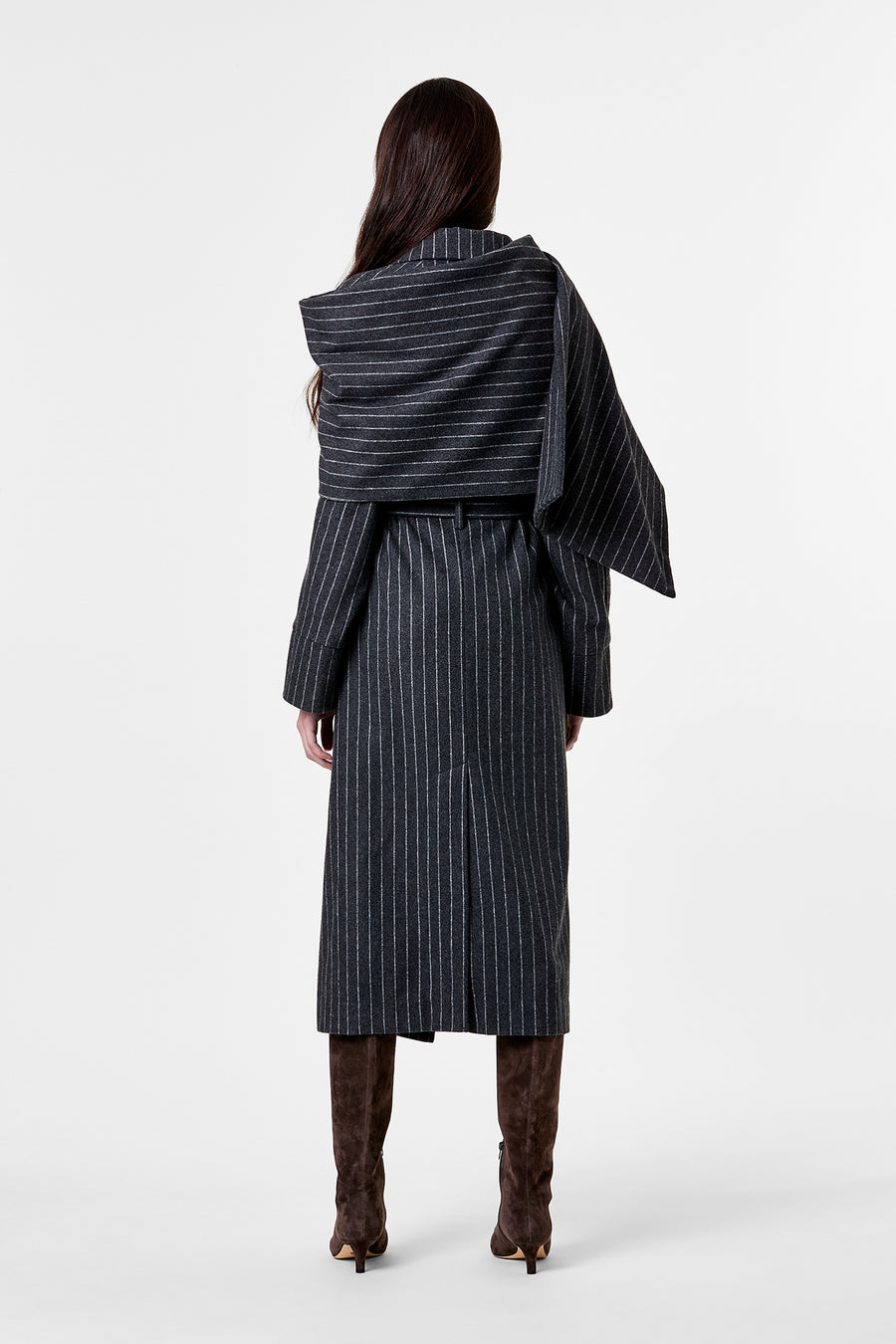 CANDICE COAT - CHARCOAL PINSTRIPE