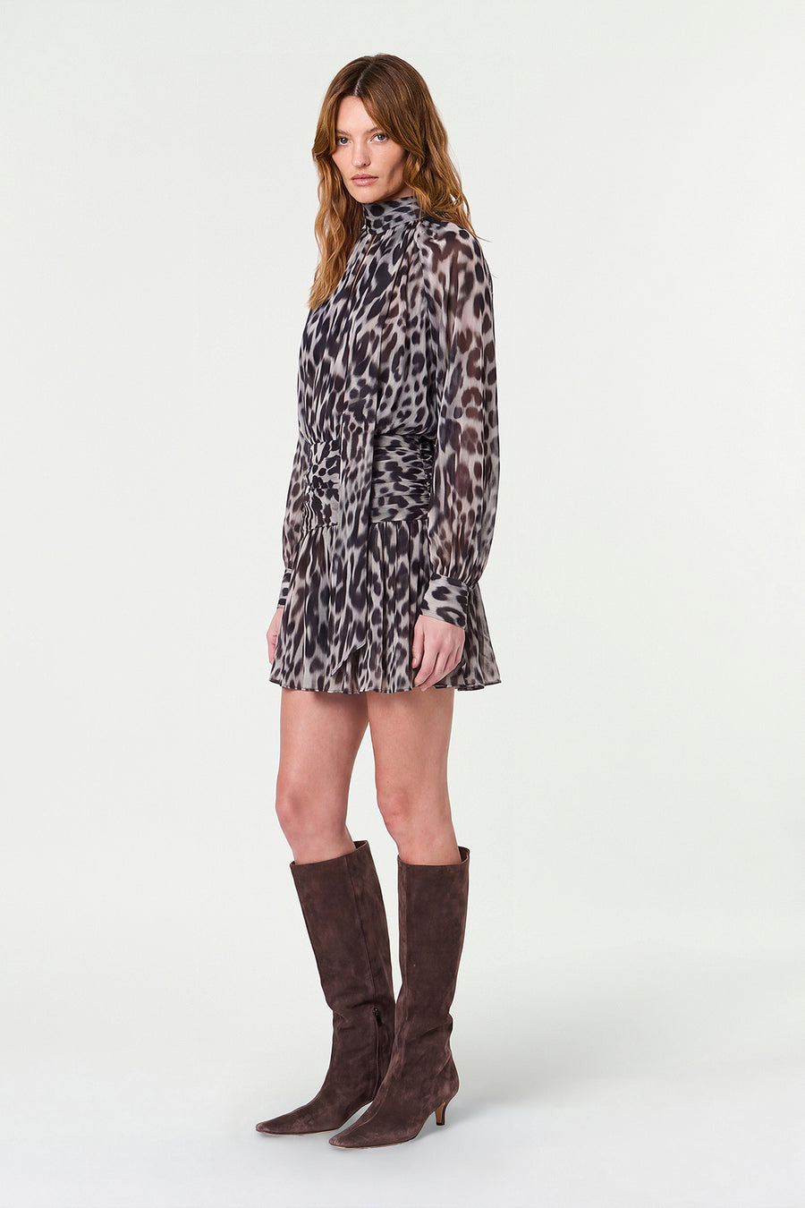 COURTNEY DRESS - BORDEAUX LEOPARD