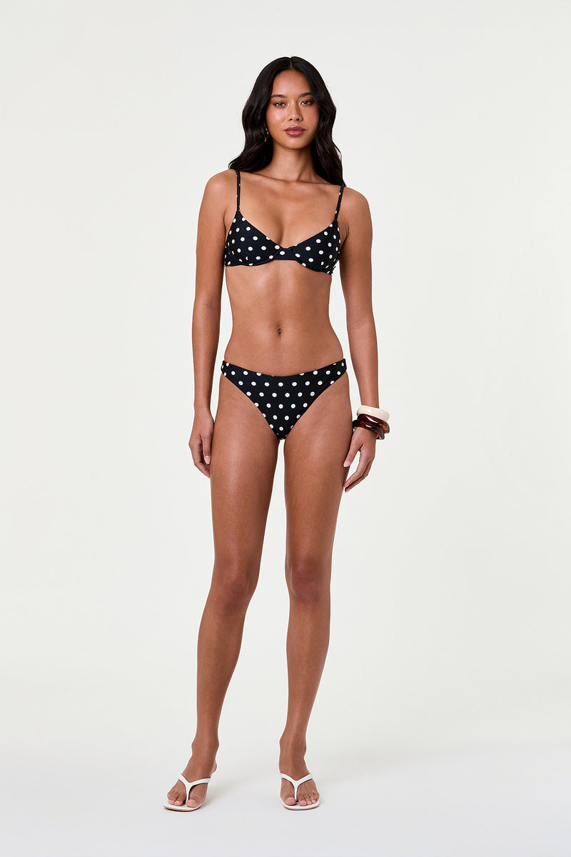 DENIZ BIKINI TOP - BLACK IVORY POLKA DOT