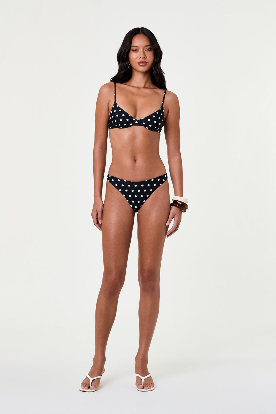 DENIZ BIKINI TOP - BLACK IVORY POLKA DOT