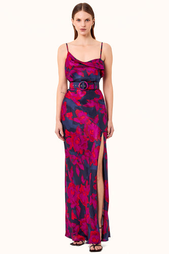 Belira Dress - Magenta Blurred Floral Print