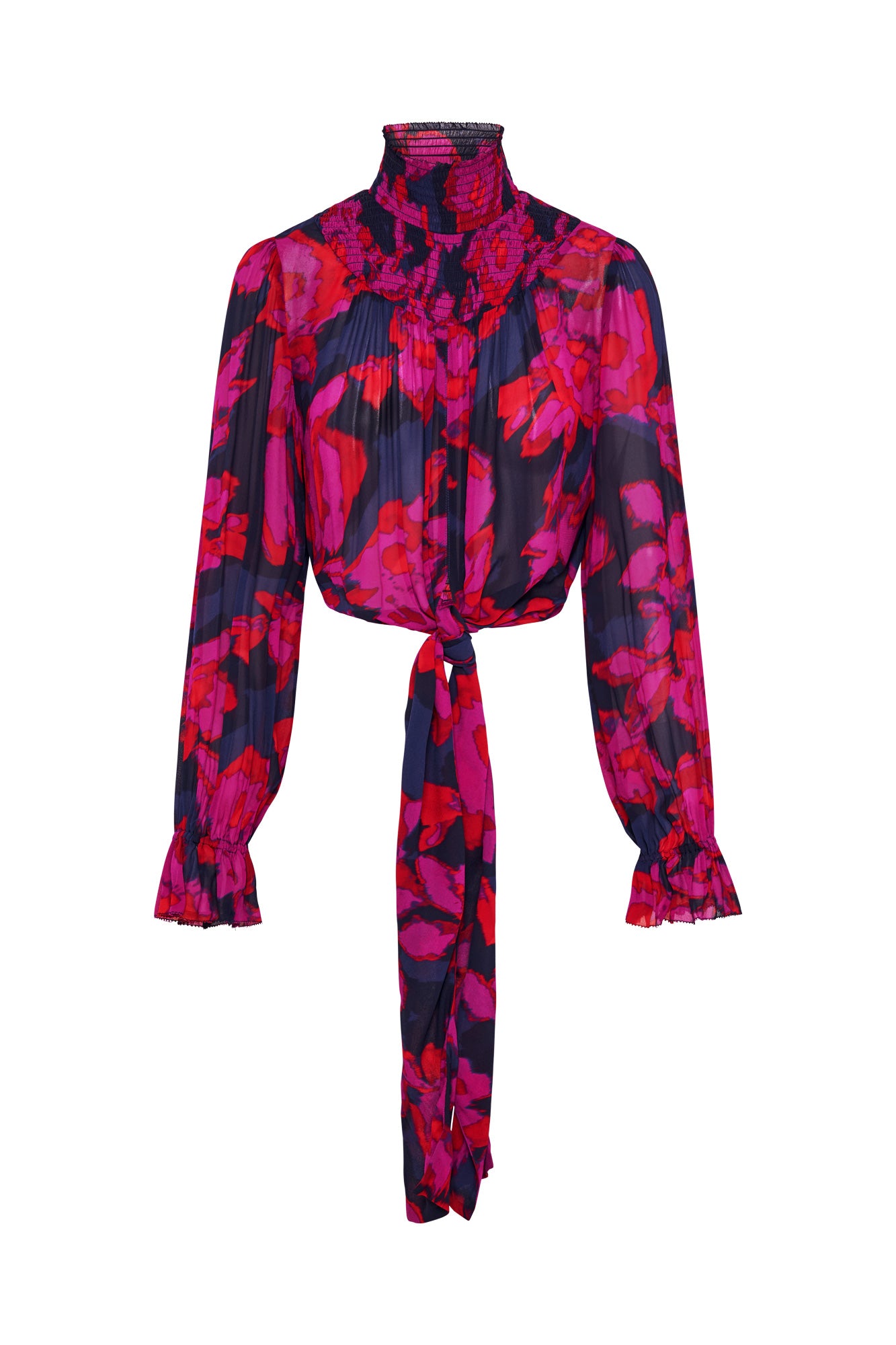 Kaija Blouse - Magenta Blurred Floral Print – NICHOLAS