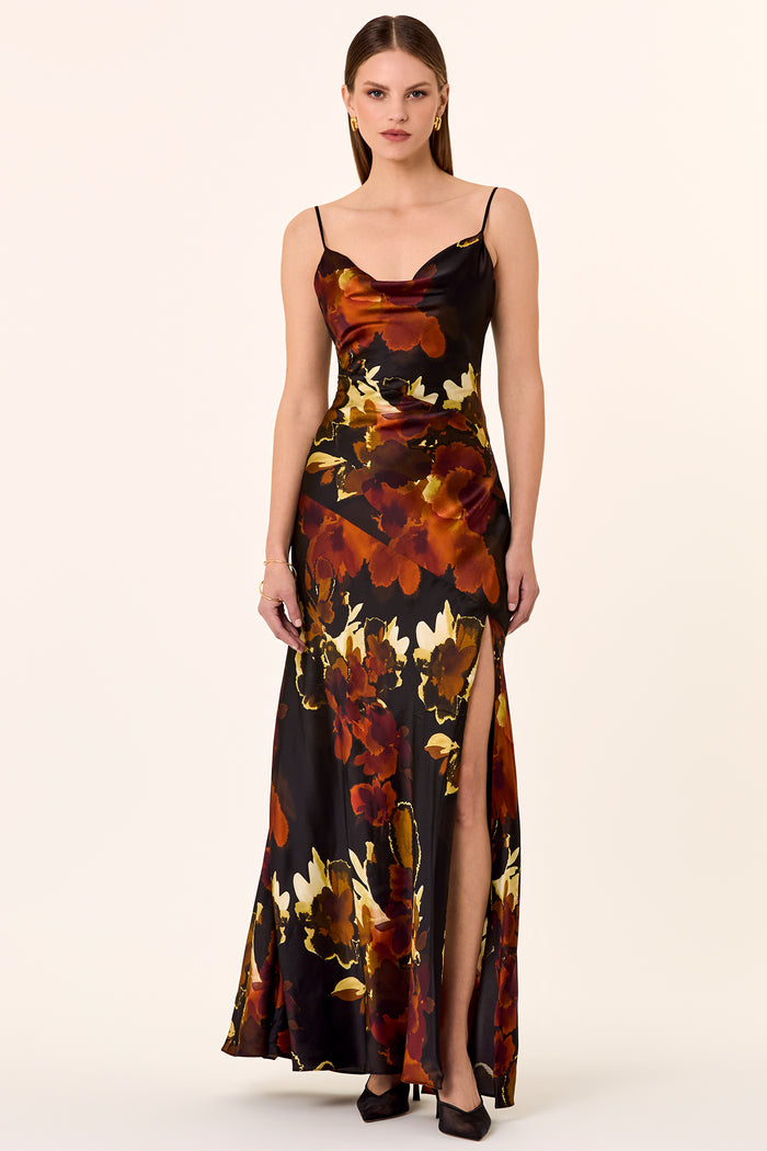 Ariel Gown - Blur Floral Black – NICHOLAS