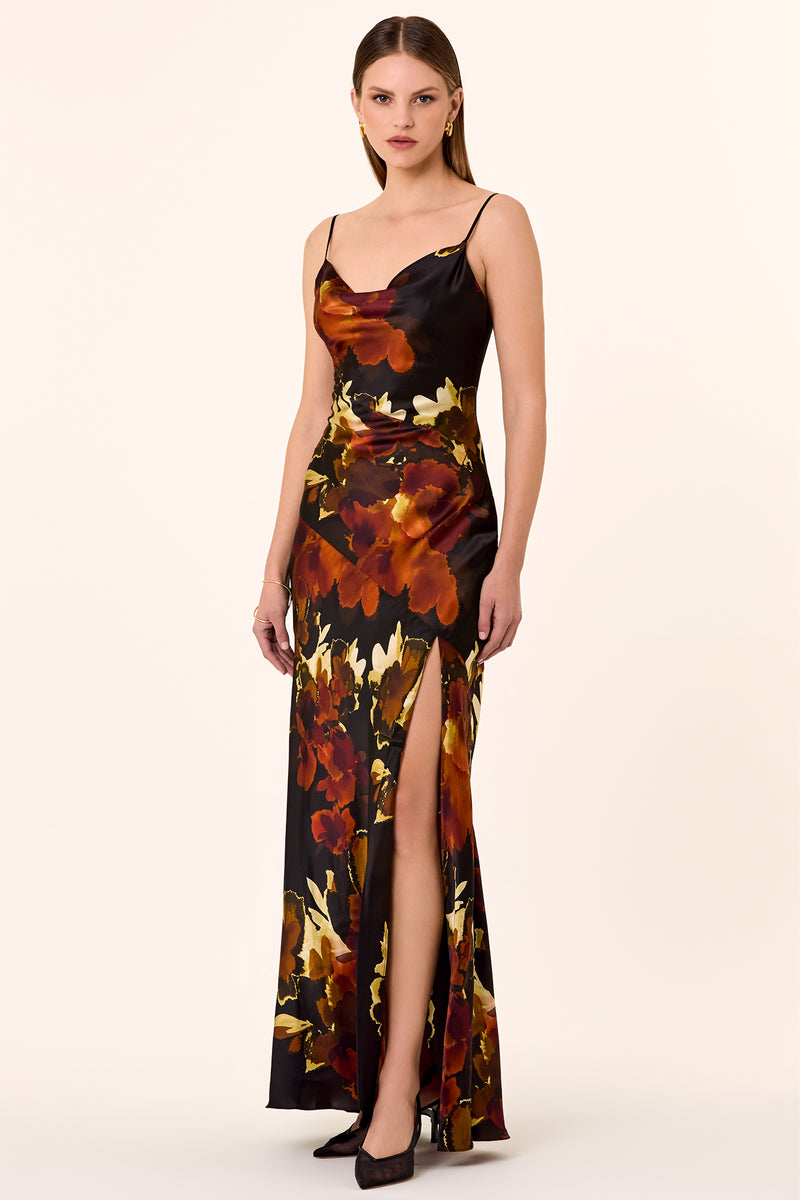 Ariel Gown - Blur Floral Black