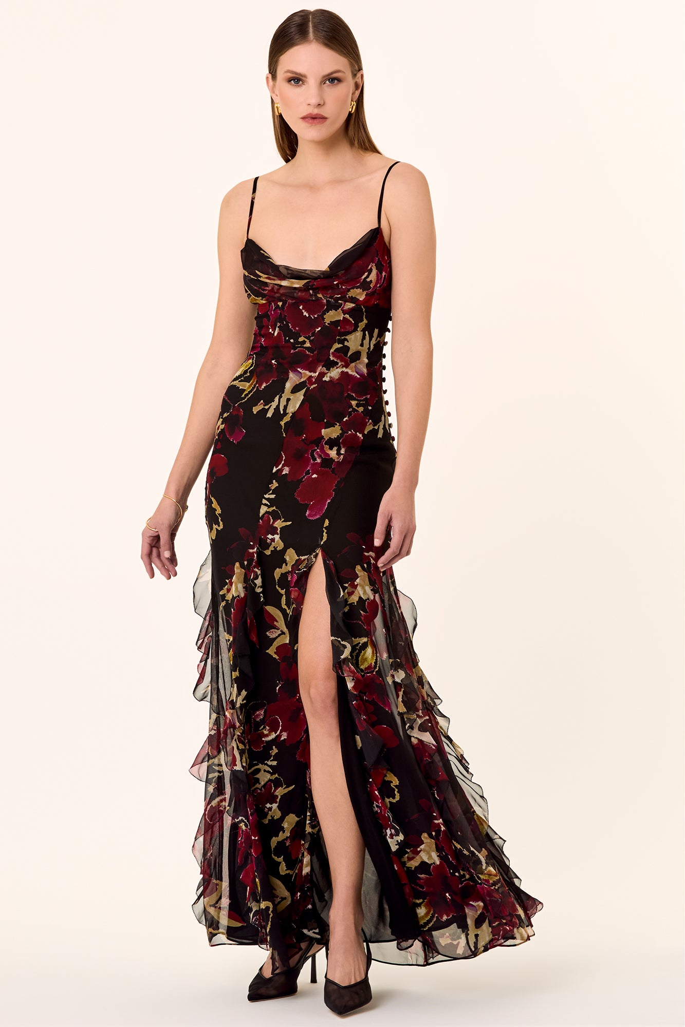 Kamila Gown - Watercolour Floral Black