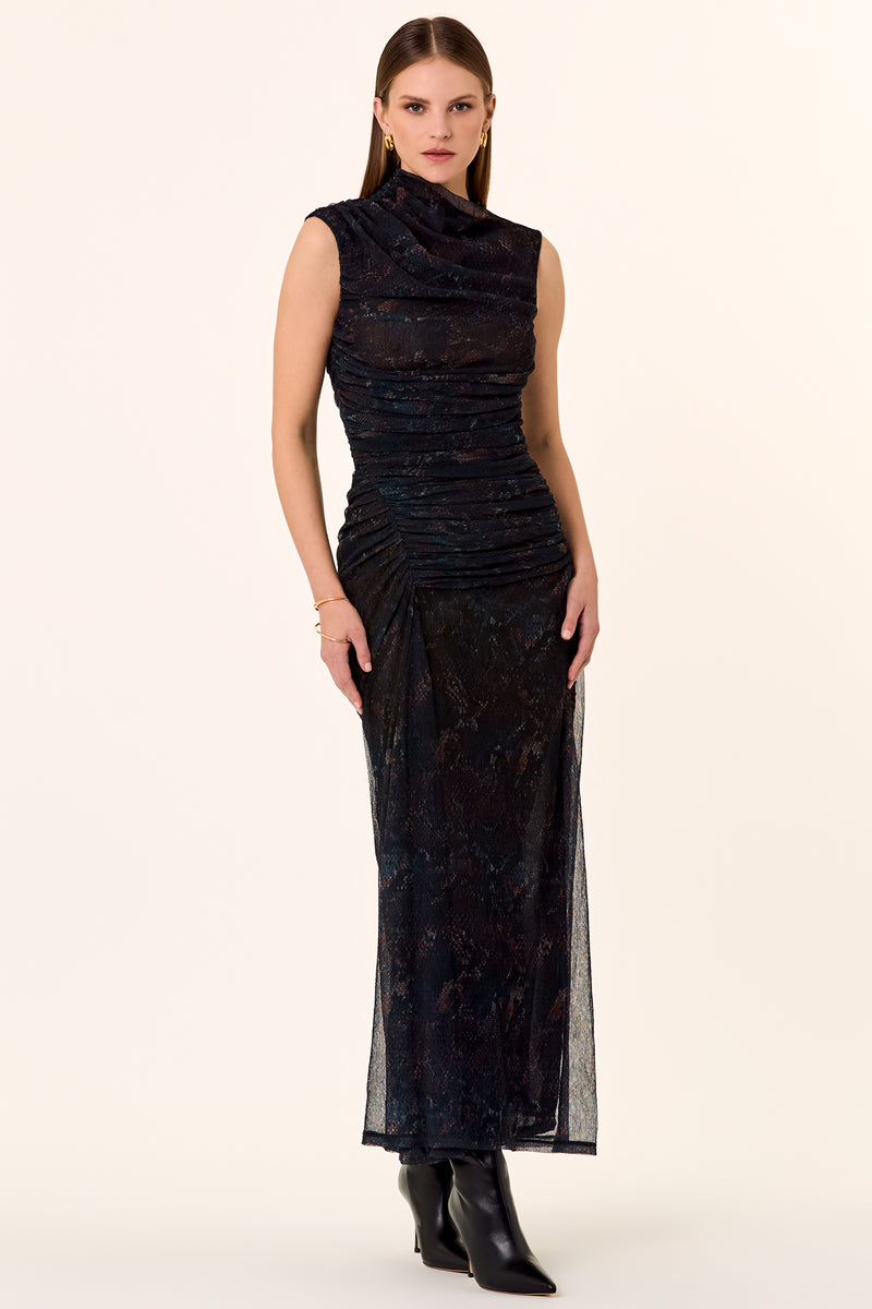 Viona Dress - Bordeaux Snake Print