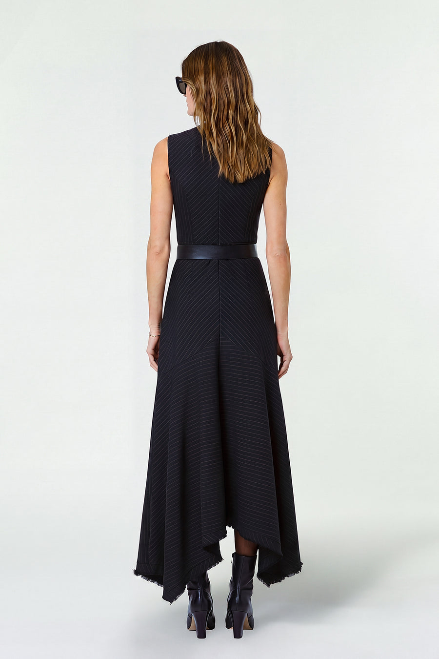 CARLA DRESS - INK PINSTRIPE