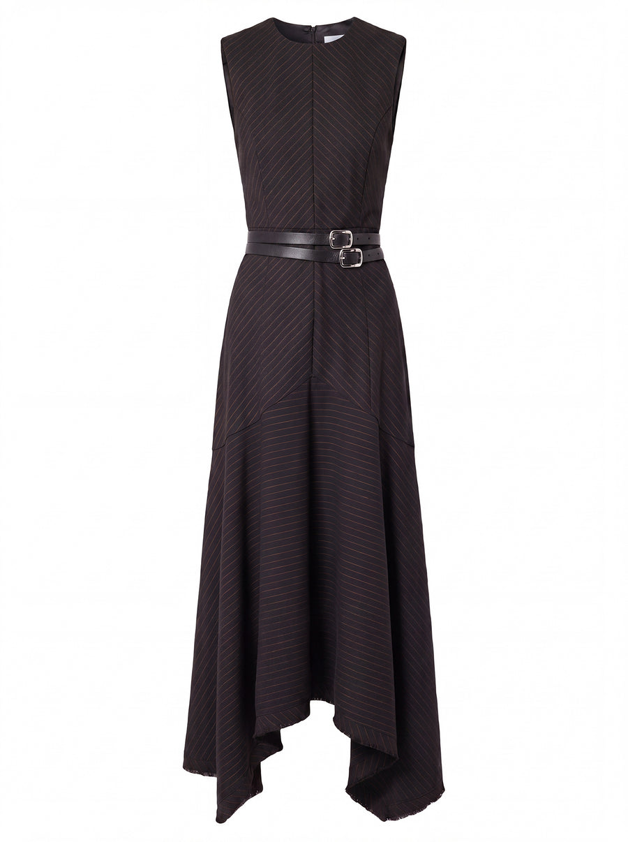 CARLA DRESS - INK PINSTRIPE