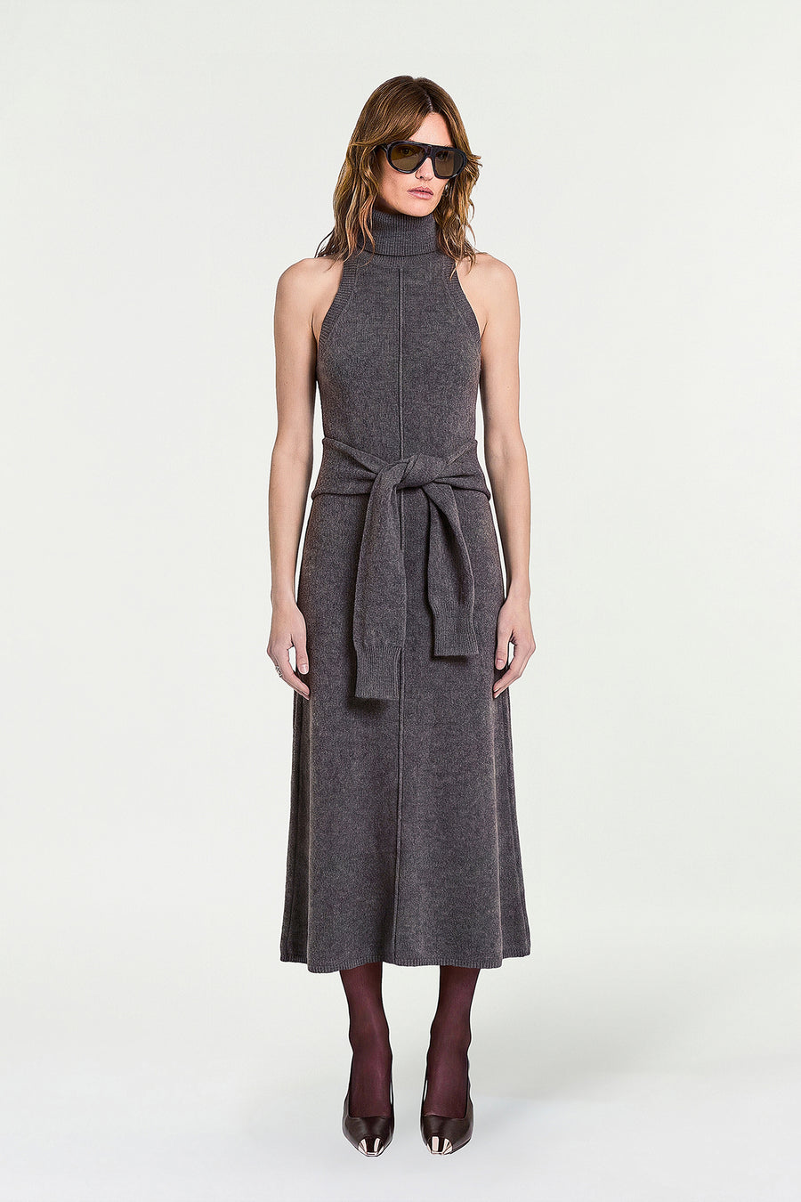 ZINNIA ROLLNECK DRESS - CHARCOAL