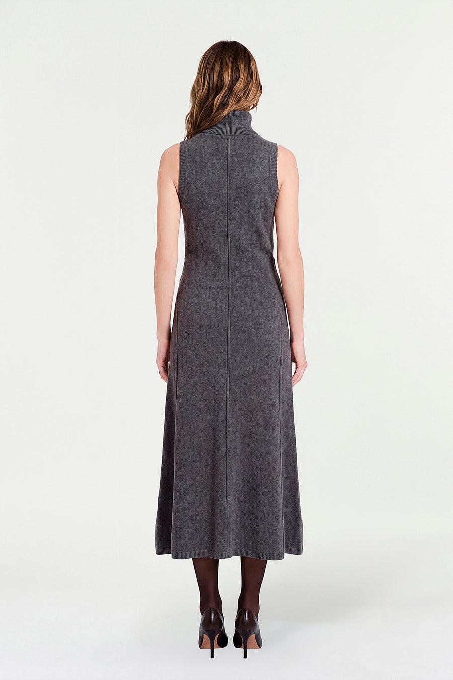 ZINNIA ROLLNECK DRESS - CHARCOAL
