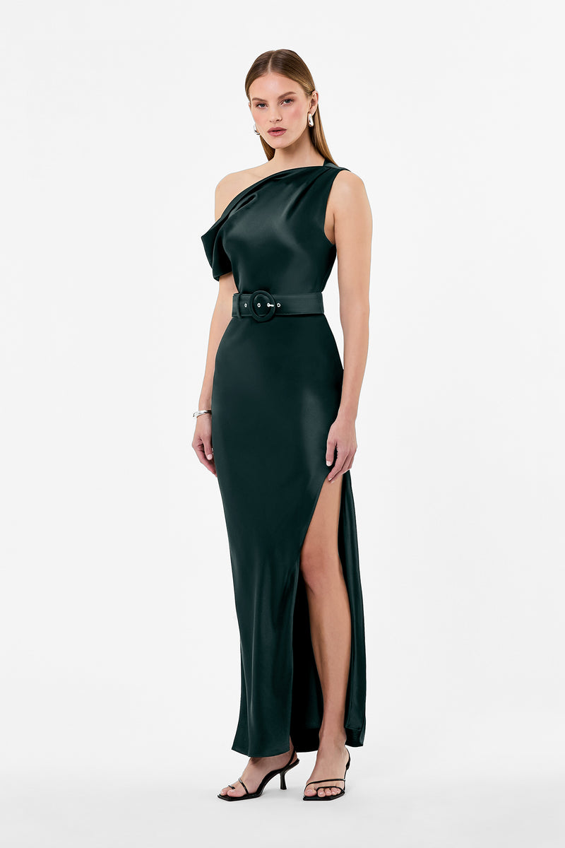 nicholas the label green dress Nicholas the Label Women's Calia Ruched Georgette Maxi Dress - Leaf