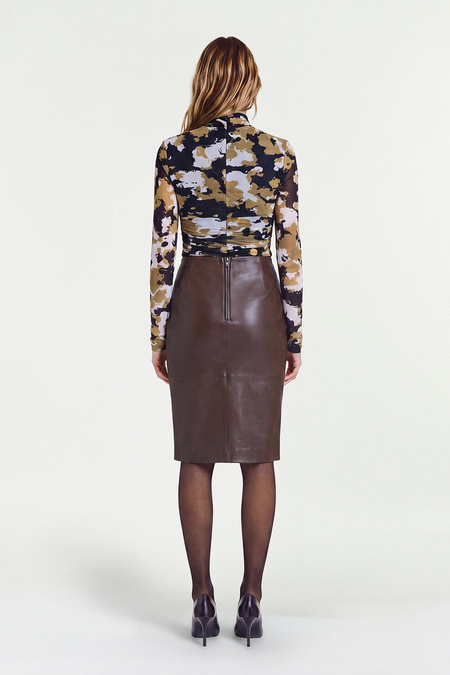IVY MESH TOP - UMBER DAPPLE