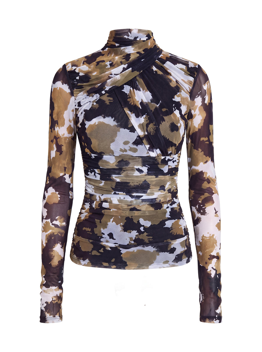 IVY MESH TOP - UMBER DAPPLE
