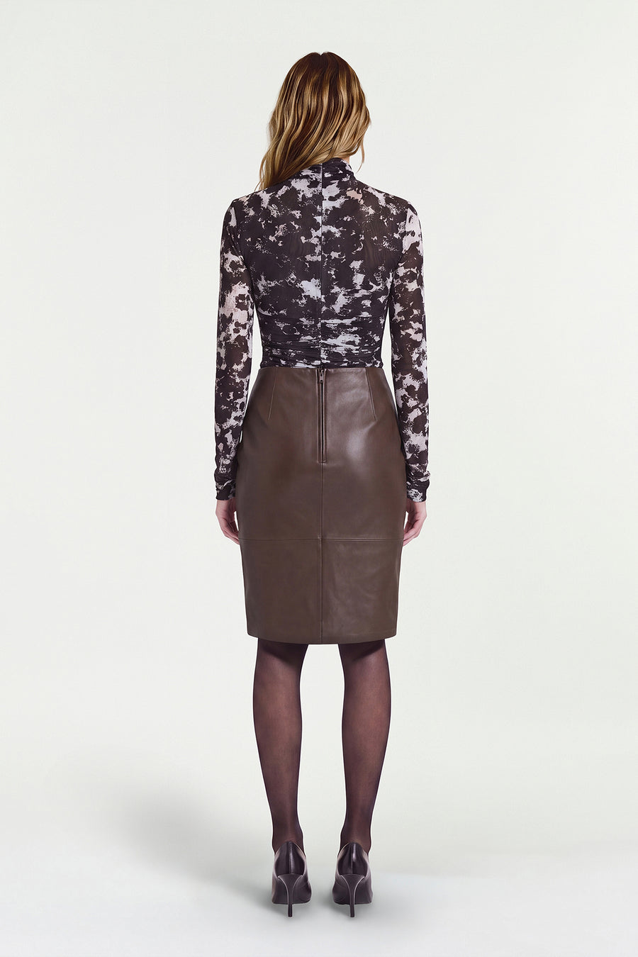 IVY MESH TOP - TRUFFLE FLECK