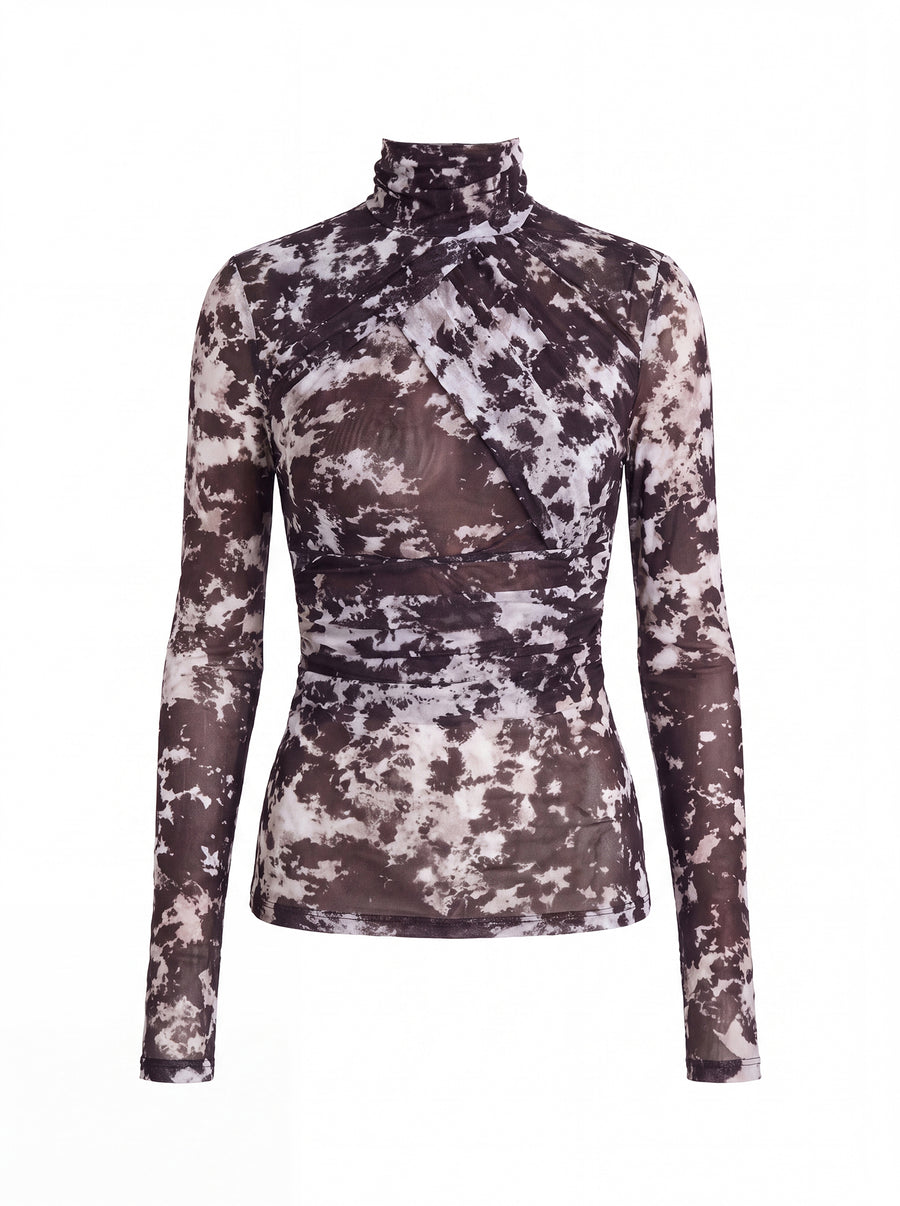 IVY MESH TOP - TRUFFLE FLECK