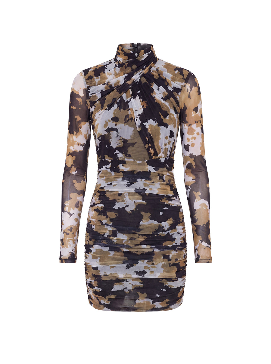 KAIA MESH DRESS - UMBER DAPPLE