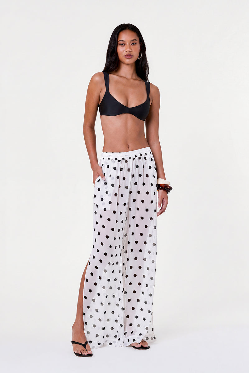 LISE PANT - IVORY BLACK POLKA DOT