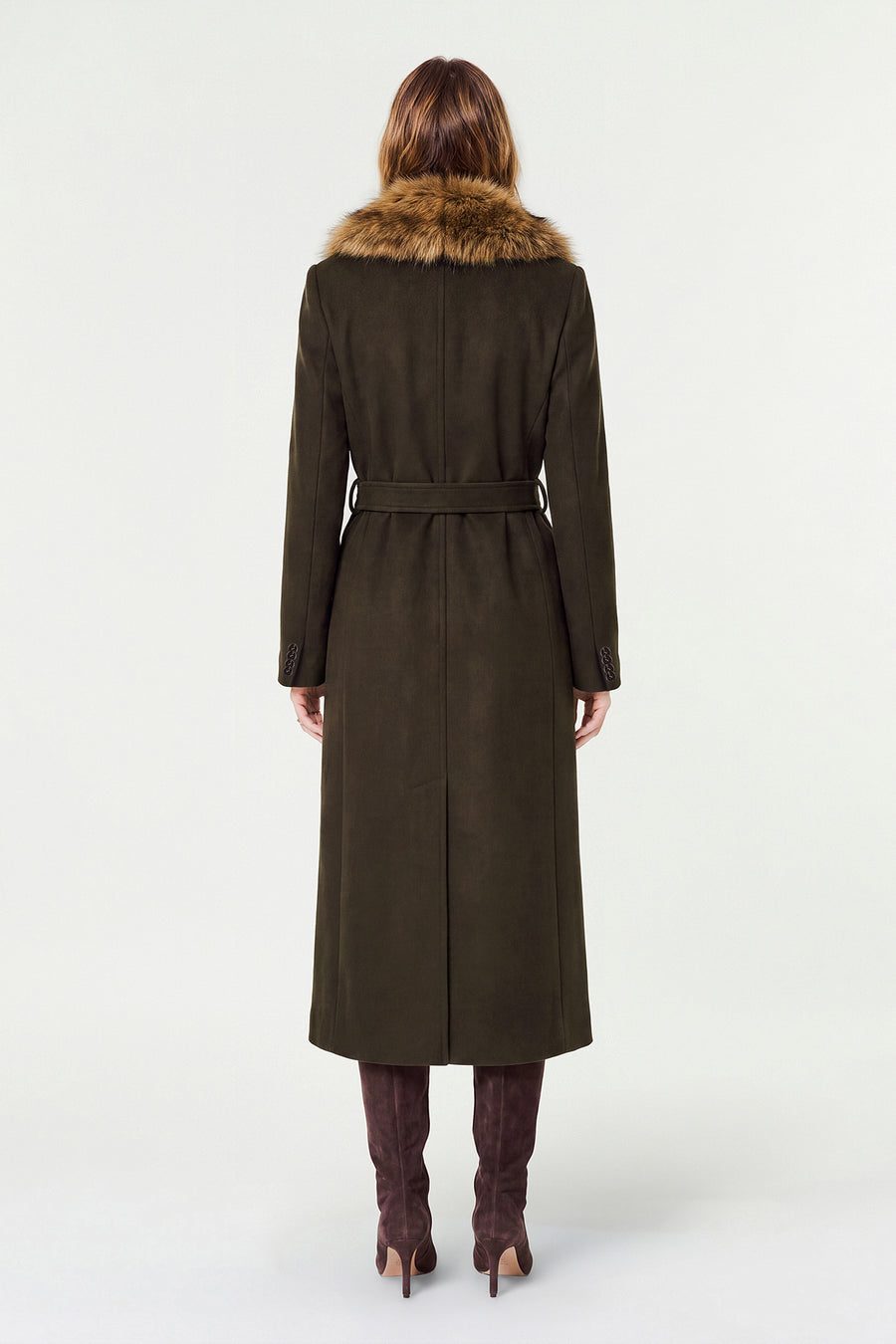 MAE FAUX FUR COLLAR COAT - OLIVE