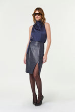 LIVIA CROC SKIRT - INDIGO BLUE