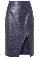 LIVIA CROC SKIRT - INDIGO BLUE