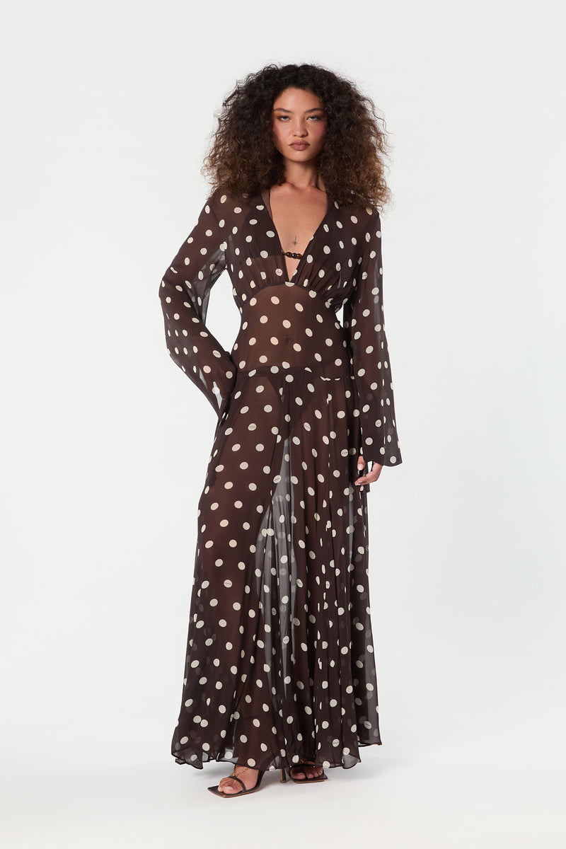 MARELLA DRESS - ESPRESSO IVORY POLKA DOT