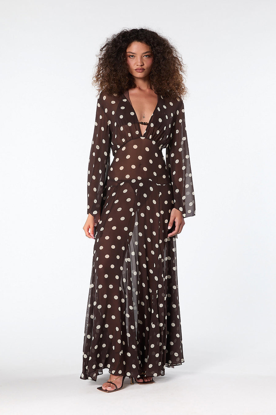 MARELLA DRESS - ESPRESSO IVORY POLKA DOT