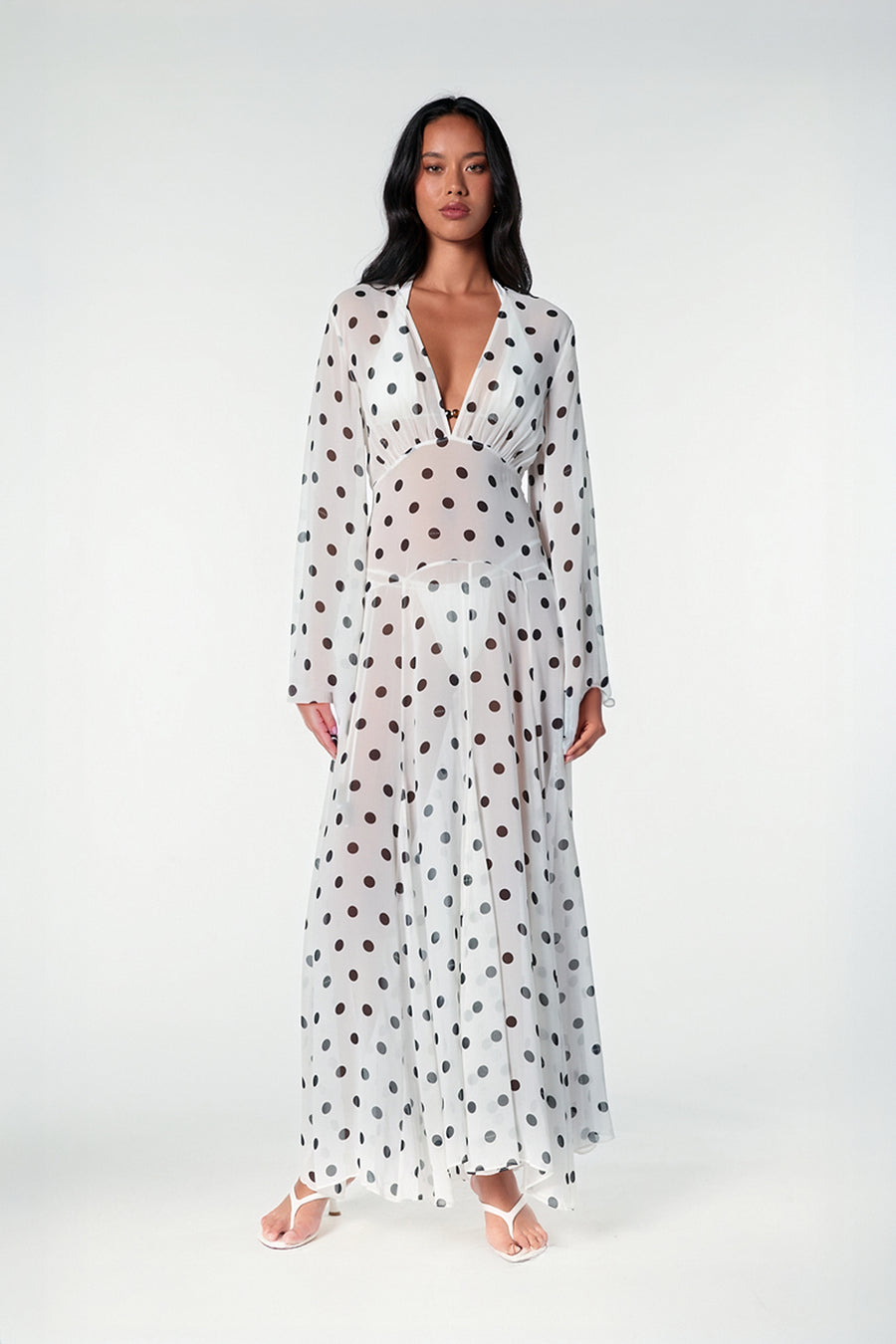 MARELLA DRESS - IVORY BLACK POLKA DOT