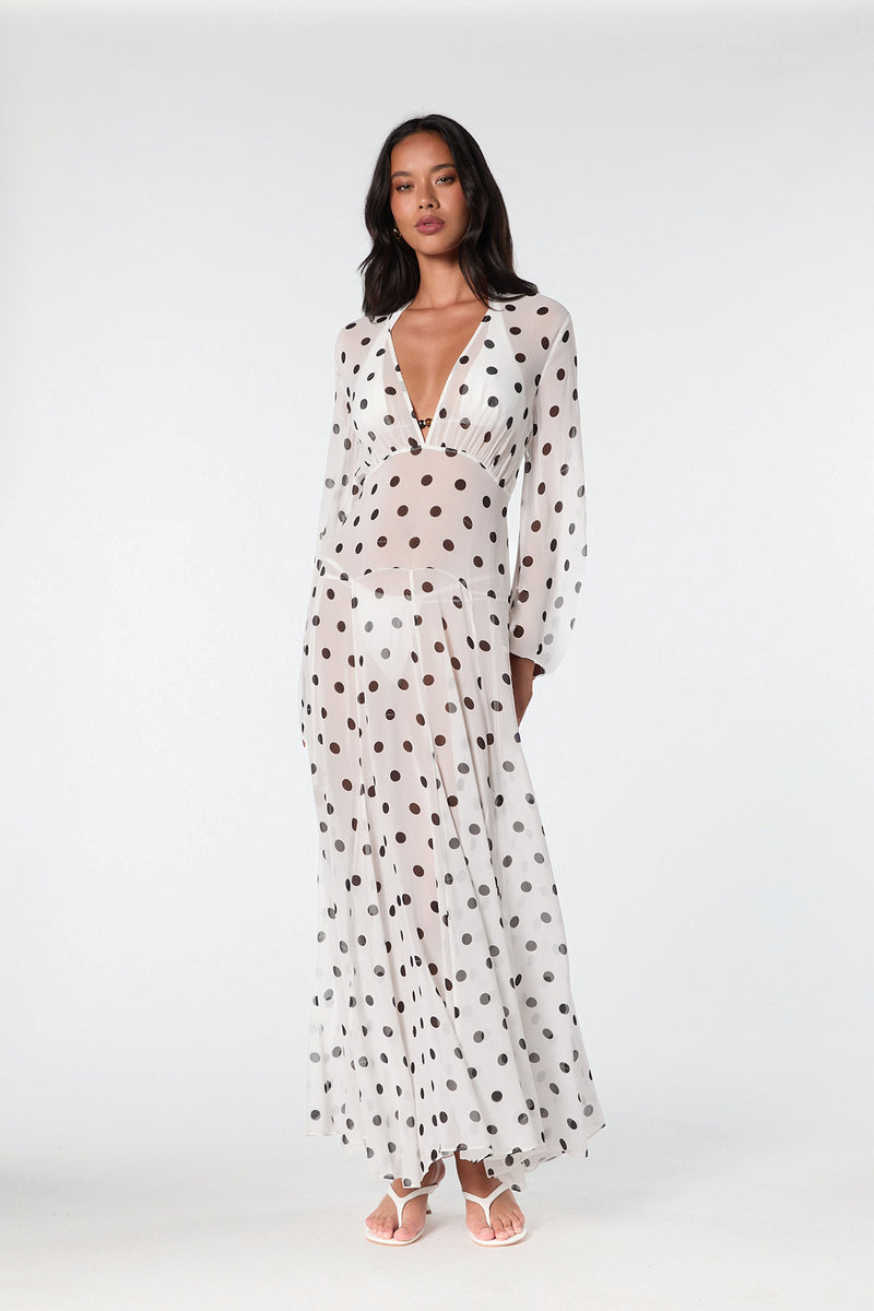 MARELLA DRESS - IVORY BLACK POLKA DOT