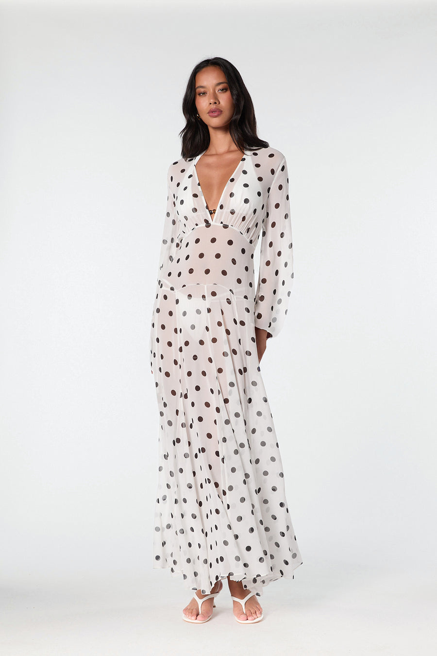 MARELLA DRESS - IVORY BLACK POLKA DOT