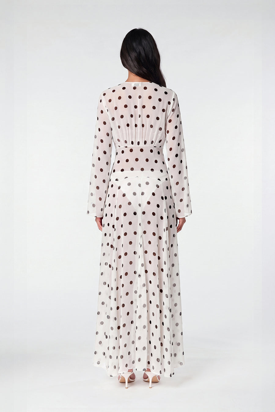 MARELLA DRESS - IVORY BLACK POLKA DOT