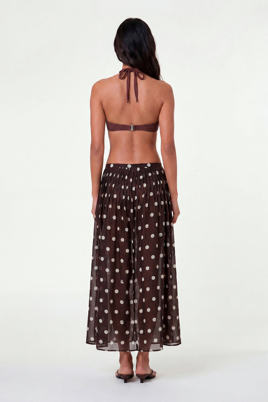 MARIT SKIRT - ESPRESSO IVORY POLKA DOT