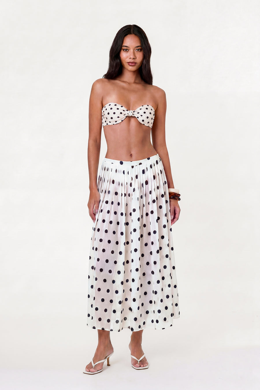 MARIT SKIRT - IVORY BLACK POLKA DOT