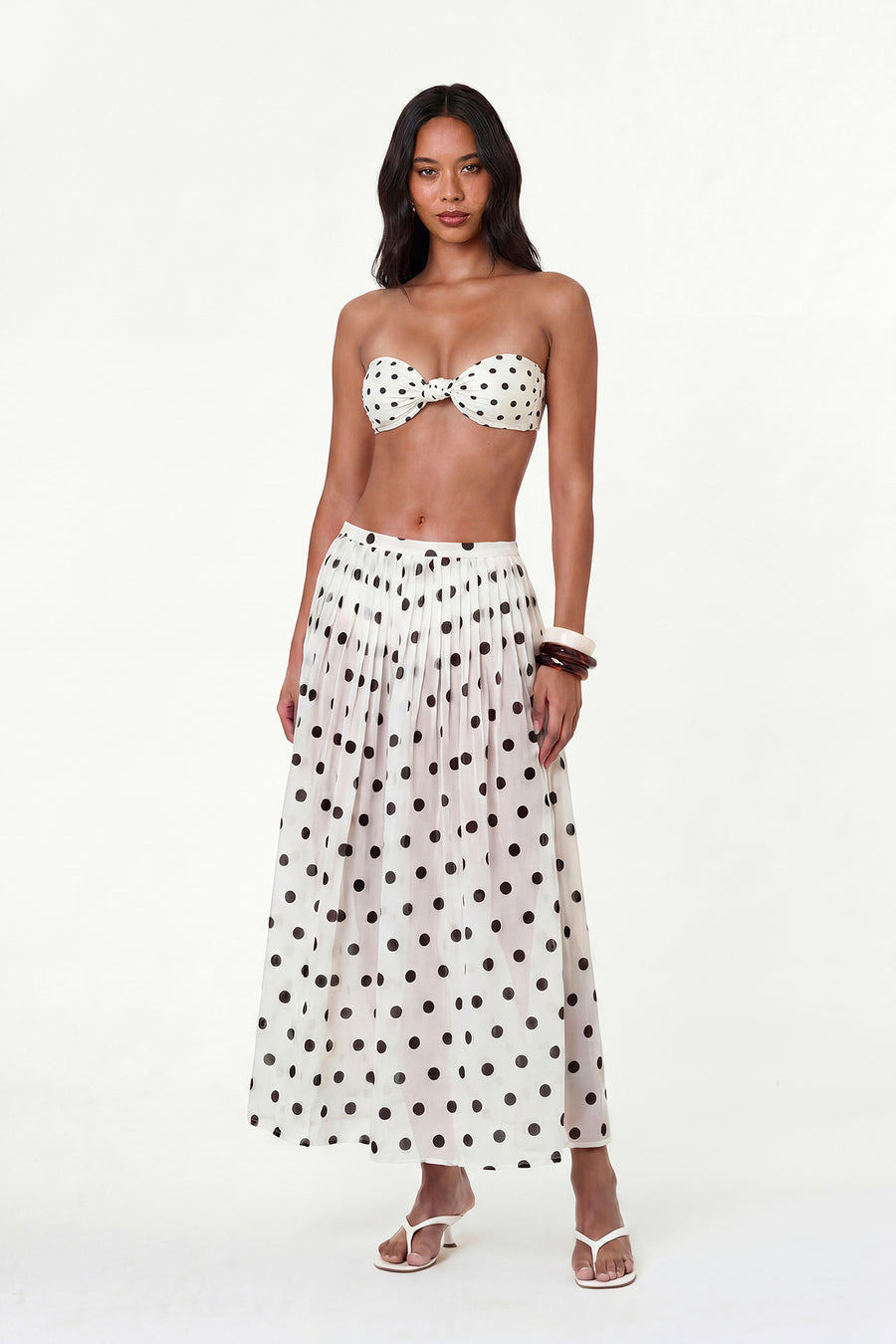 MARIT SKIRT - IVORY BLACK POLKA DOT