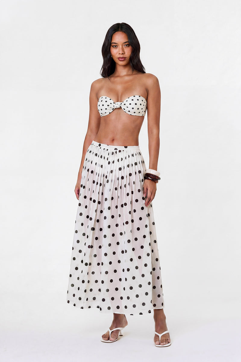 MARIT SKIRT - IVORY BLACK POLKA DOT