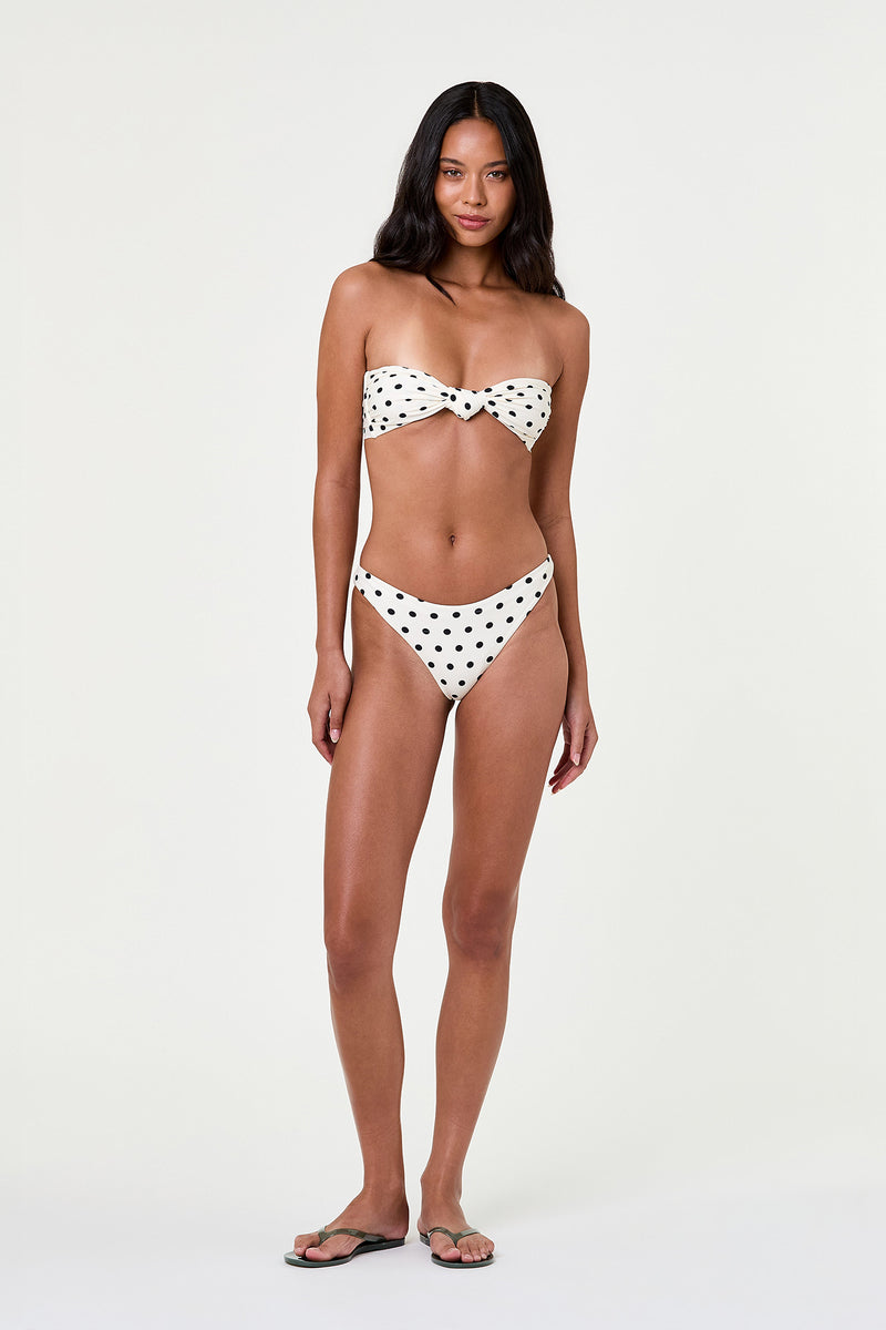 NAIA KNOT BIKINI TOP - IVORY BLACK POLKA DOT