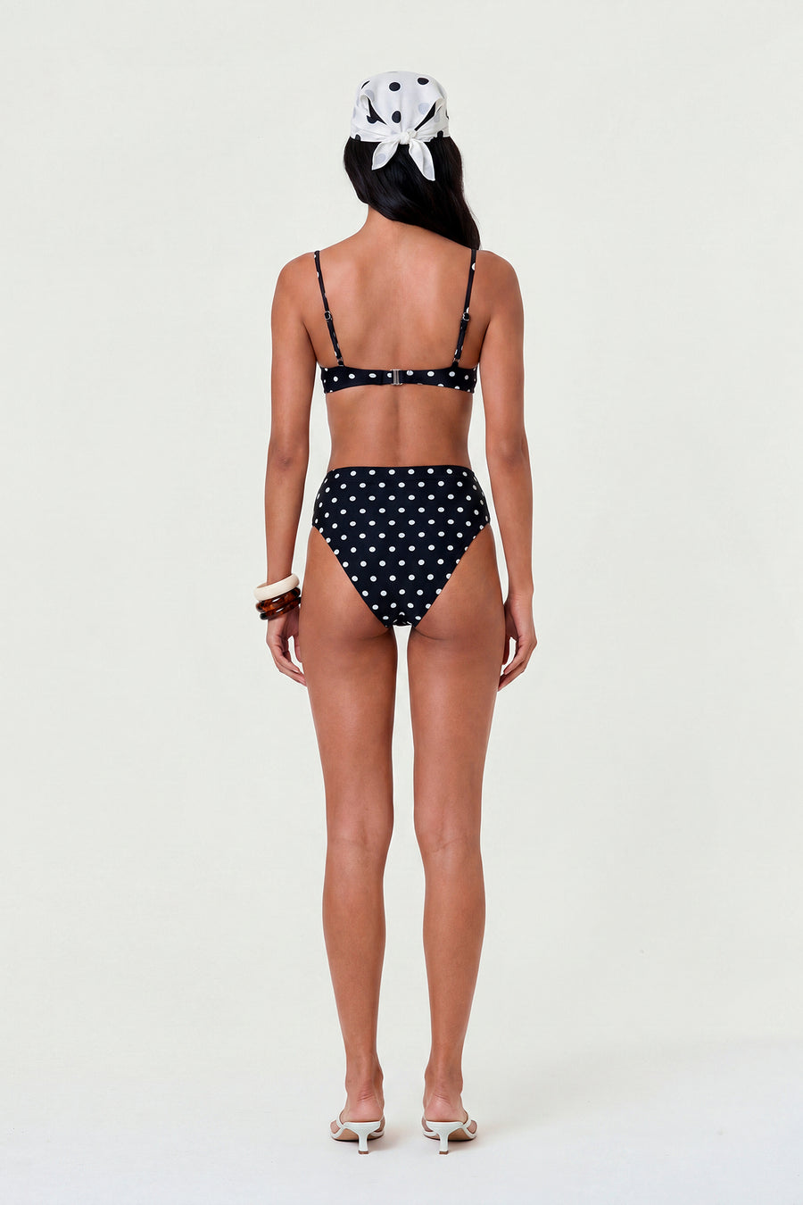 NEREA HIGH WAIST BOTTOM - BLACK IVORY POLKA DOT