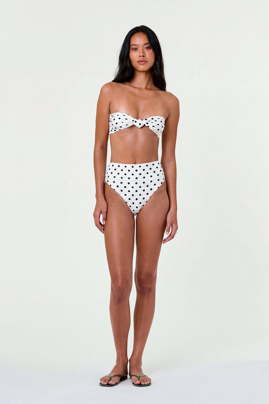 NEREA HIGH WAIST BOTTOM - IVORY BLACK POLKA DOT