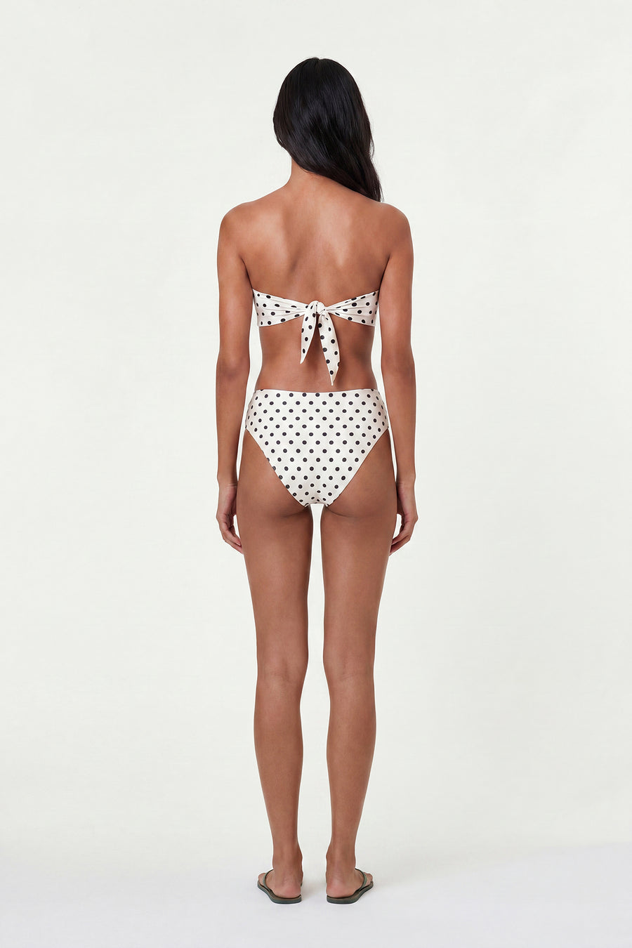 NEREA HIGH WAIST BOTTOM - IVORY BLACK POLKA DOT