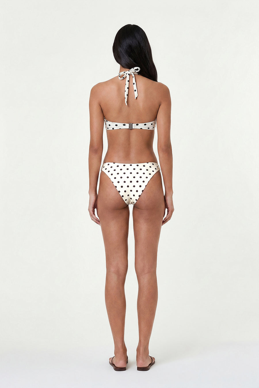 ONDINE MACRAME BIKINI TOP - IVORY BLACK POLKA DOT