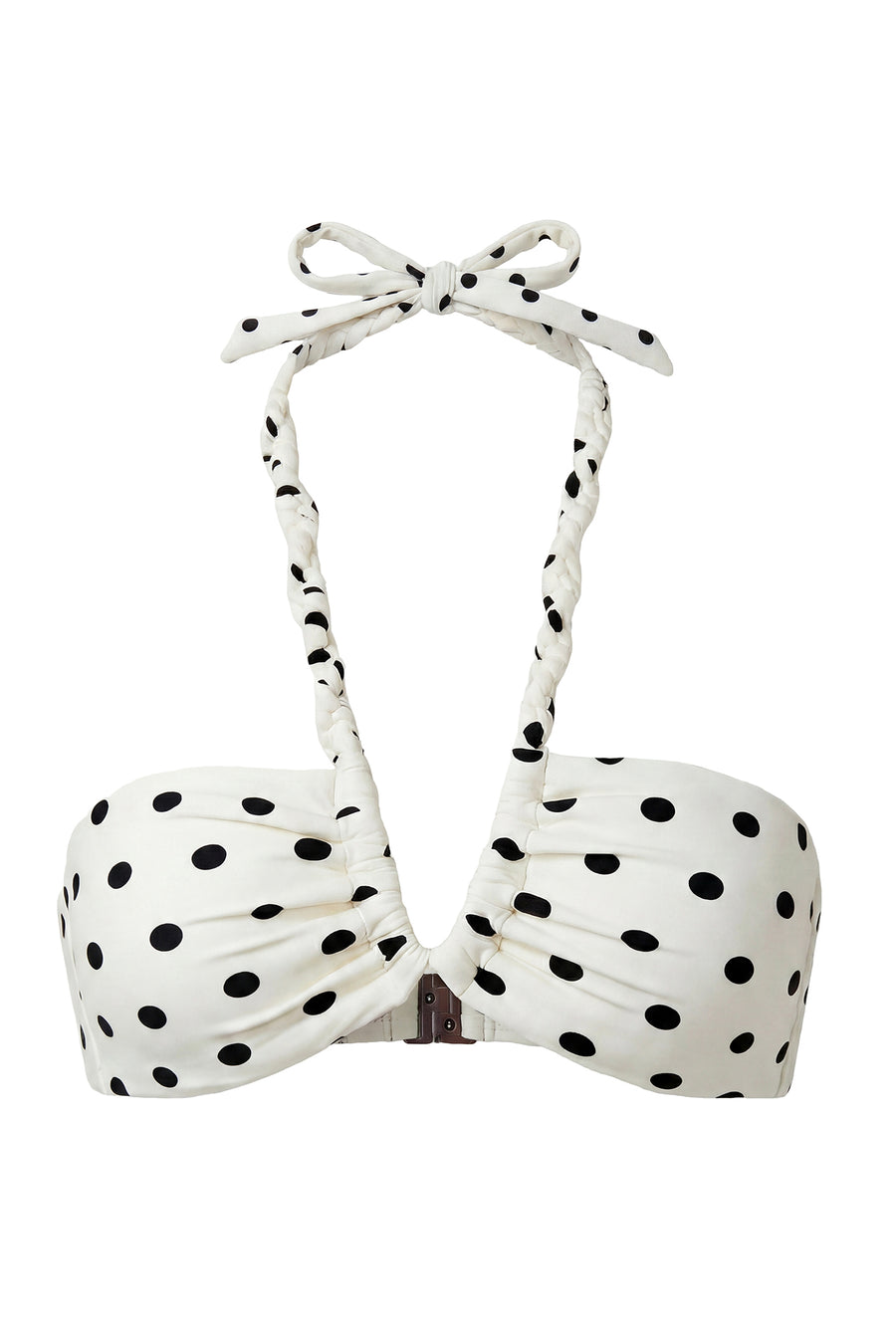ONDINE MACRAME BIKINI TOP - IVORY BLACK POLKA DOT