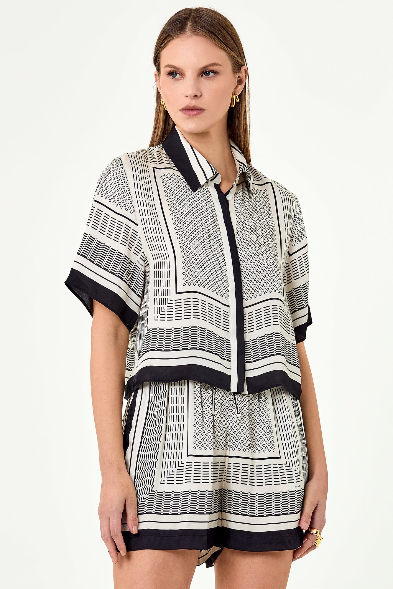 Sonora Crop Shirt - Scarf Print